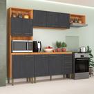 Cozinha Completa Malu CL16 Fellicci 9 Portas 2 Gavetas Cinamomo e Grafite 240cm