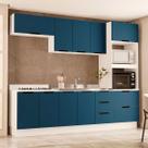 Cozinha Completa Meena 10 Portas 4 Gavetas 40250061 Branco/Azul - Politorno