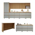 Cozinha Completa Modulada 10 Peças 14 Portas 11 Gavetas Norten Nature/Verde