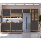 Cozinha Completa Modulada 100% MDF 6 Peças 12 Portas 4 Gavetas e Vidro 354cm Vicenza Espresso Móveis Cinza/Amêndoa/Chumbo Cozinha Completa Modulada 100% MDF 6 Peças 12 Portas 4 Gavetas e Vidro 354cm Vicenza Espresso Móveis Cinza/Amêndoa/Chumbo