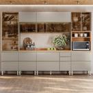Cozinha Completa Modulada 310cm x 218,5cm Aéreo Rft Pnl e Crt 6 Peças Proença Bege/Nogueira/Nude Prime Cozinha Completa Modulada 310cm x 218,5cm Aéreo Rft Pnl e Crt 6 Peças Proença Bege/Nogueira/Nude Prime