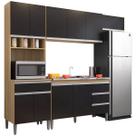 Cozinha Completa Modulada 4 Peças Andréia 240 cm Amendoa Preto AJL Móveis Cozinha Completa Modulada 4 Peças Andréia 240 cm Amendoa Preto AJL Móveis