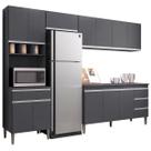 Cozinha Completa Modulada 4 Peças Andréia 280 cm Cinza AJL Móveis Cozinha Completa Modulada 4 Peças Andréia 280 cm Cinza AJL Móveis