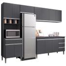 Cozinha Completa Modulada 4 Peças Andréia 280 cm Cinza AJL Móveis Cozinha Completa Modulada 4 Peças Andréia 280 cm Cinza AJL Móveis