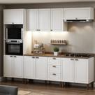 Cozinha Completa Modulada 5 Módulos Modelo Americano Provençal com Tampo Conecta Branco/Ébano