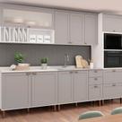 Cozinha Completa Modulada 5 Peças 100% MDF Iluminata Cinza/Branco/Fendi