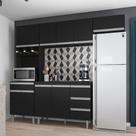 Cozinha Completa Modulada 5 Peças Andréia 240cm Com Tampo Preto Fosco AJL Móveis