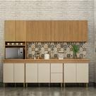 Cozinha Completa Modulada 5 Peças Dakota Aéreo Fresado Bege/Cinamomo/Off White Cozinha Completa Modulada 5 Peças Dakota Aéreo Fresado Bege/Cinamomo/Off White