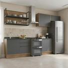 Cozinha Completa Modulada 5 Peças em MDF com 2 Balcões 2 Armários Aéreos e Nicho Industrial Viena Fr