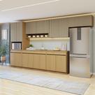 Cozinha Completa Modulada 6 Peças 13 Portas 4 Gavetas com Rodapé 100% MDF Simone Mendes Marrom/Carvalho/Greige