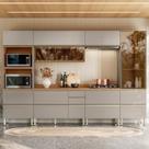 Cozinha Completa Modulada 6 Peças 218,5cm x 330cm Proença Bege/Nogueira/Nude Prime Cozinha Completa Modulada 6 Peças 218,5cm x 330cm Proença Bege/Nogueira/Nude Prime