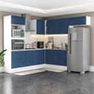Cozinha Completa Modulada 8 Peças com Rodapé Pérola Yescasa Branco/Azul
