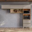 Cozinha Completa Modulada com Aéreo 3 Peças MDF Proença Bege/Nogueira/Nude Prime Cozinha Completa Modulada com Aéreo 3 Peças MDF Proença Bege/Nogueira/Nude Prime