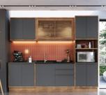 Cozinha Completa Modulada com Vidro Reflecta 5 Peças 11 Portas 3 Gavetas Viena