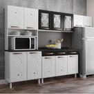 Cozinha Completa Modulada de Aço 4 Peças com Vidros e Balcão Multimóveis CR20353