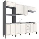 Cozinha Completa Modular Édez Due, 6 Peças, Branco Nevada e Grafite