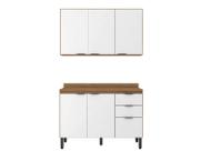 Cozinha Completa Modular Firenze 3 Peças Composição 10 Amêndola Touch Branco FI0010 Demóbile