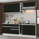 Cozinha Completa Parma com Armário e Balcão Branco/Preto Cozinha Completa Parma com Armário e Balcão Branco/Preto