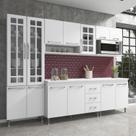 Cozinha completa predilleta clara modulada 5 peças 260 cm 13 portas 3 gavetas com tampo branco