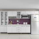 Cozinha completa predilleta clara modulada 6 peças 330 cm 15 portas 3 gavetas com tampo branco
