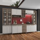 Cozinha completa predilleta gabrieli modulada 6 pecas 295 cm 15 portas 3 gavetas com tampo nogal salinas