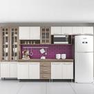 Cozinha completa predilleta gabrieli modulada 6 peças 330 cm 15 portas 3 gavetas com tampo nogal salinas