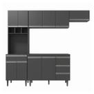Cozinha Completa Premium Ravena 240cm Com Torre Quente Cor:Amêndoa/Preto
