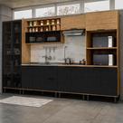Cozinha Completa Valentina 11 Portas 2 Gavetas 100% Mdf Freijó/Nero - Panorama Móveis