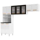 Cozinha de Aço Compacta Diamante 9 Portas com Vidro Branco/Preto 818444 - Telasul Cozinha de Aço Compacta Diamante 9 Portas com Vidro Branco/Preto 818444 - Telasul