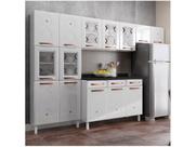 Cozinha de Aço Compacta Mirage New 11 Portas 6 Prateleiras com Vidro Branco - Telasul