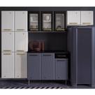 Cozinha de Aço Compacta Modulada 3 Peças com Vidros 11 Portas Diamante Telasul Branco/Preto