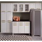 Cozinha de Aço Compacta Modulada com Vidro 4 Peças Diamante Telasul Branco