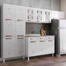 Cozinha de Aço Completa Mirage New 14 Portas 2 Gavetas com Vidro Branco 815486 - Telasul