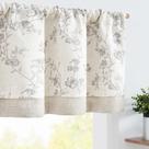 Cozinha de linho Valance jinchan, tratamento de janela floral cinza de 40 cm