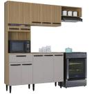 Cozinha Dora Completa 4 Peças 10 Portas 1 Gaveta Poquema Cor Damasco Off White Ripado 3d