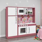 Cozinha Infantil Armário com Fogão e Geladeira Lux Branco Rosa de Casa Cozinha Infantil Armário com Fogão e Geladeira Lux Branco Rosa de Casa