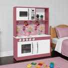 Cozinha Infantil Armário Lux com Fogão Branco Rosa em Mdf para Sala de Casa