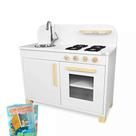 Cozinha Infantil de Madeira Compacta Branco Kit Livro Educativo