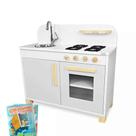Cozinha Infantil de Madeira Compacta Cinza Kit Livro Educativo