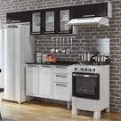 Cozinha Itatiaia Luce com Armários Aéreos e Balcão 2 Gavetas 8 Portas 3 Vidros Branco / Preto