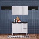Cozinha Itatiaia Luce com Armários Aéreos e Balcão 2 Gavetas 8 Portas Branco / Preto