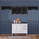 Cozinha Itatiaia Luce com Armários Aéreos e Balcão 2 Gavetas 8 Portas Branco / Preto
