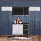 Cozinha Itatiaia Luce com Armários Aéreos e Balcão 2 Gavetas 8 Portas Preto / Branco