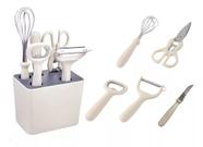 Cozinha Kit Batedor Abridor Descascador Faca Tesoura Base 6 Itens Gourmet