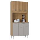 Cozinha Kit Cassia 6 Portas e 1 Gaveta Damasco Ripado Off White- Poquema