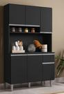 Cozinha Kit Márcia Compacta 6 Portas 1 Gaveta Preto Fosco Ajl