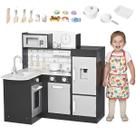 Cozinha Madeira Infantil Preta Moderna Com Geladeira E Microondas 57 PÇS Importway