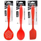 Cozinha mesa silicone colher espatula escumadeira vermelha