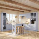 Cozinha Modulada 12 Pçs com Tampo e Cristaleira e Ilha Marselha Cabecasa Madeiraoriginals Azul Sereno