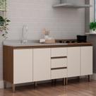 Cozinha Modulada 2 Balcões com Tampo de 70cm para Cooktop Bege/Ébano/Off White Cozinha Modulada 2 Balcões com Tampo de 70cm para Cooktop Bege/Ébano/Off White